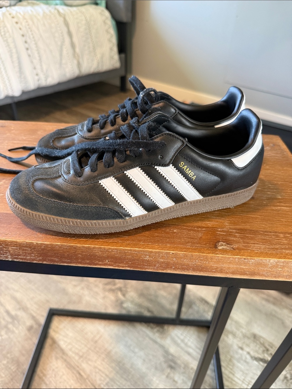 adidas Samba Black with White Stripes and Gum Sole